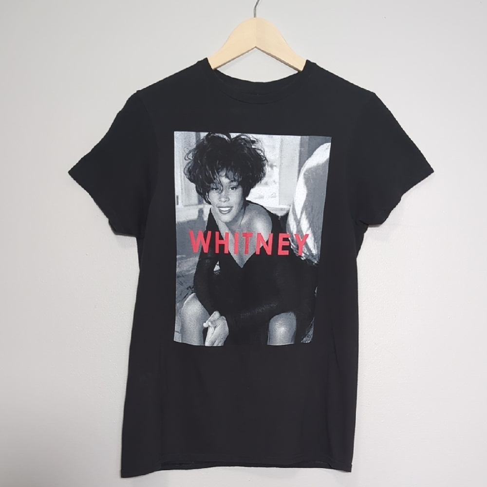 Whitney Houston Black White‎ Graphic T-Shirt 'Whitney' Spell Out Unisex Small